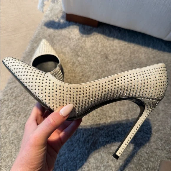 Saint Laurent White Studded Heels - Picture 8 of 10